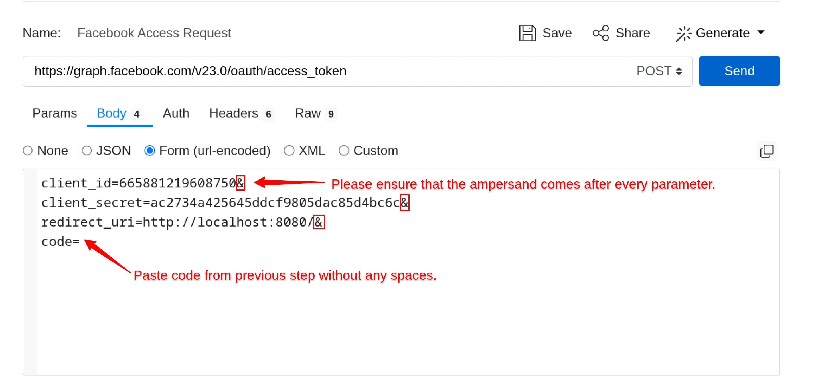 Facebook Query Ampersand
