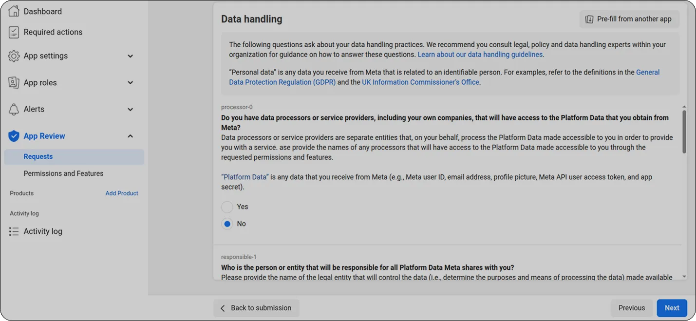 Facebook Data Handling