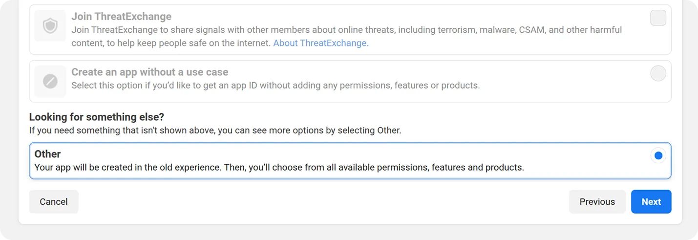 Facebook Other use case