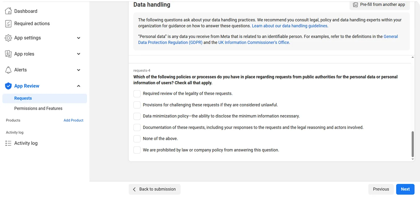 Facebook Personal Data Policies