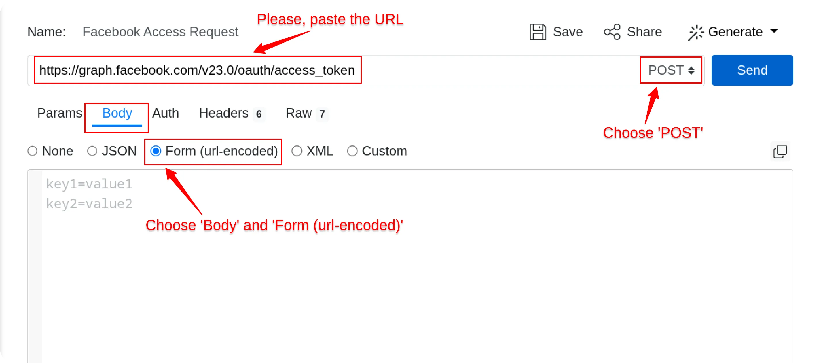 Facebook Query Format