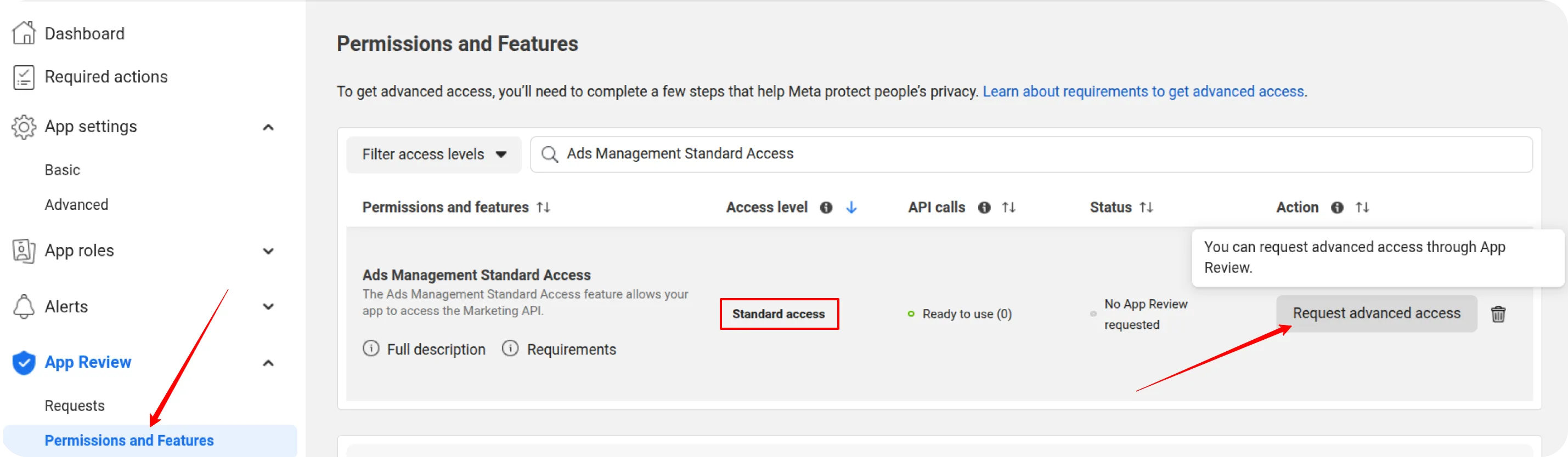 Facebook Request Access