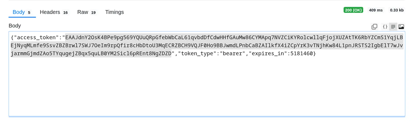 Facebook token