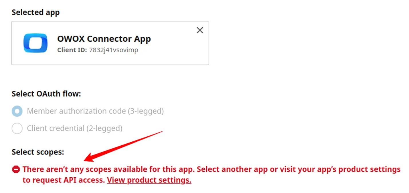 LinkedIn Scopes Error