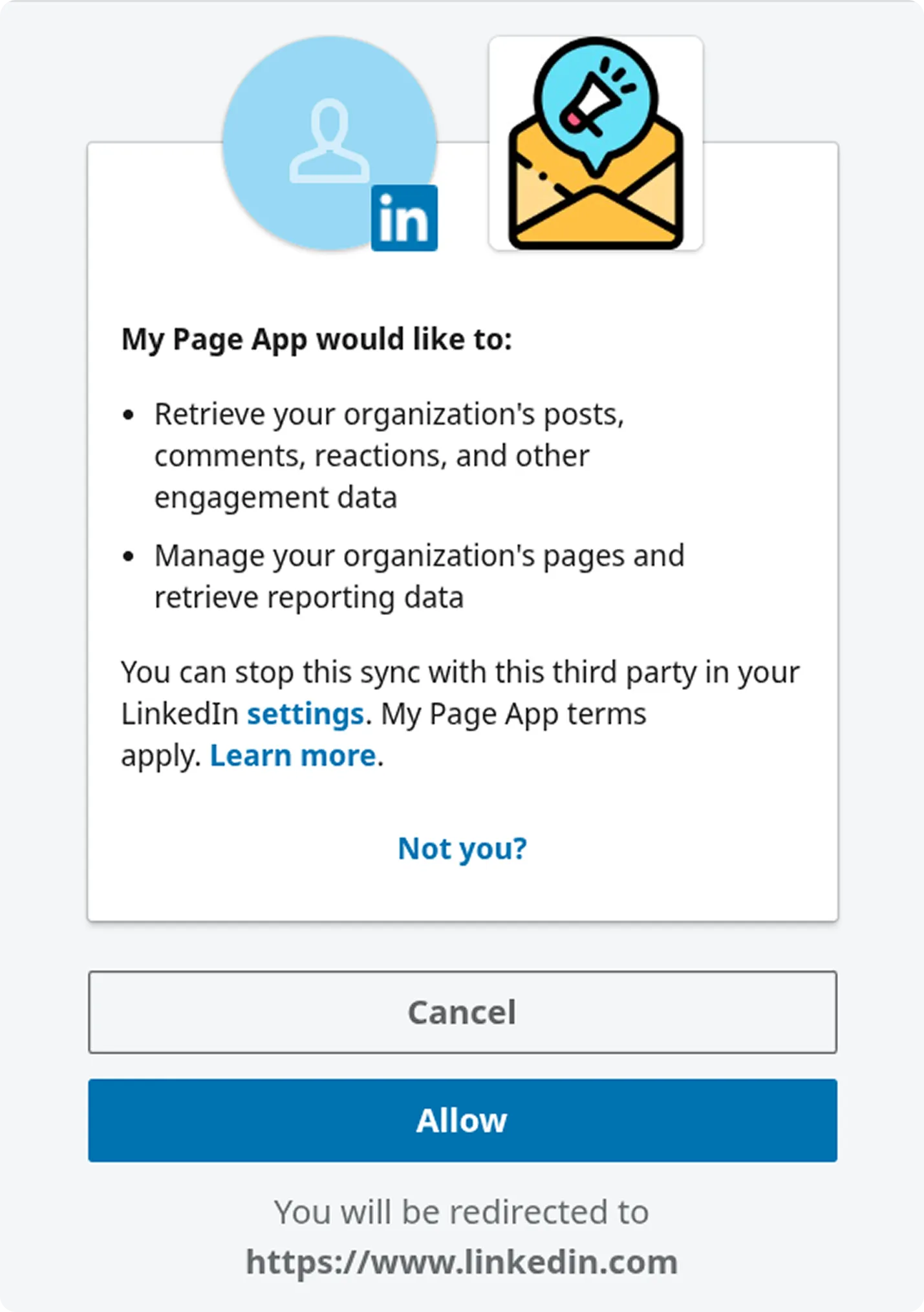LinkedIn Allow access