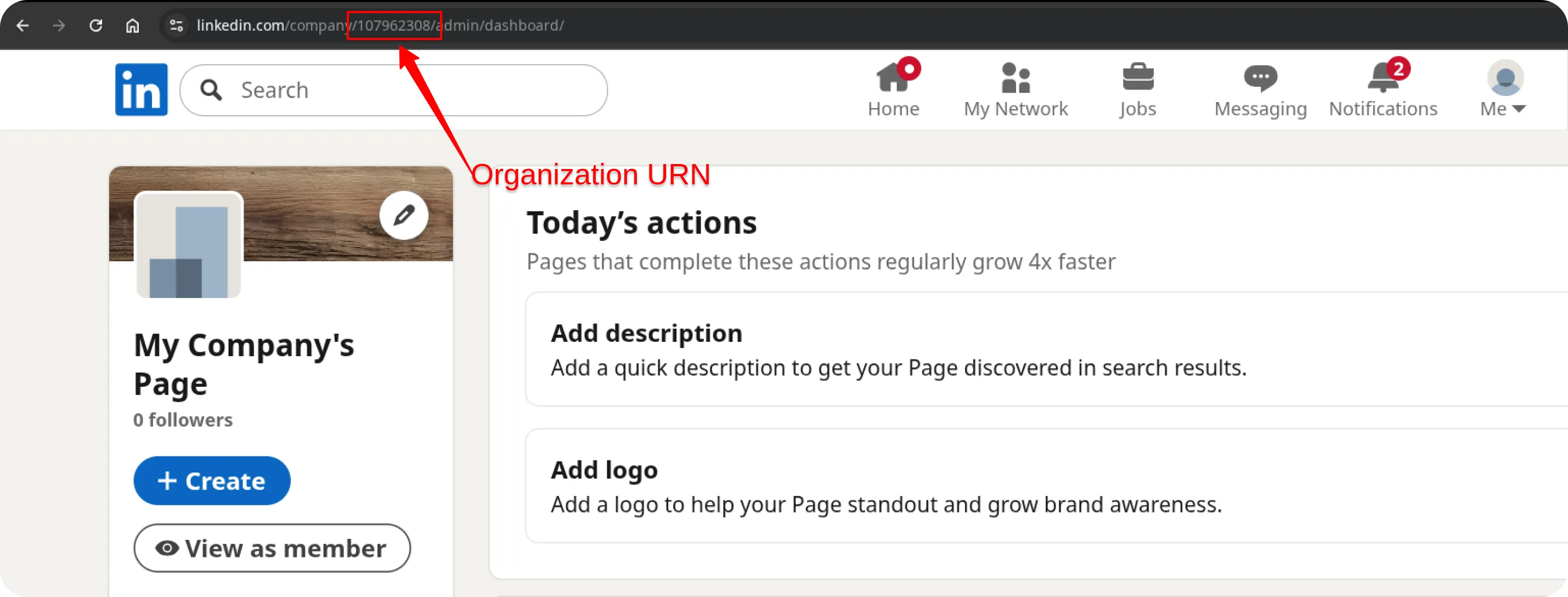 LinkedIn Pages Organization URN