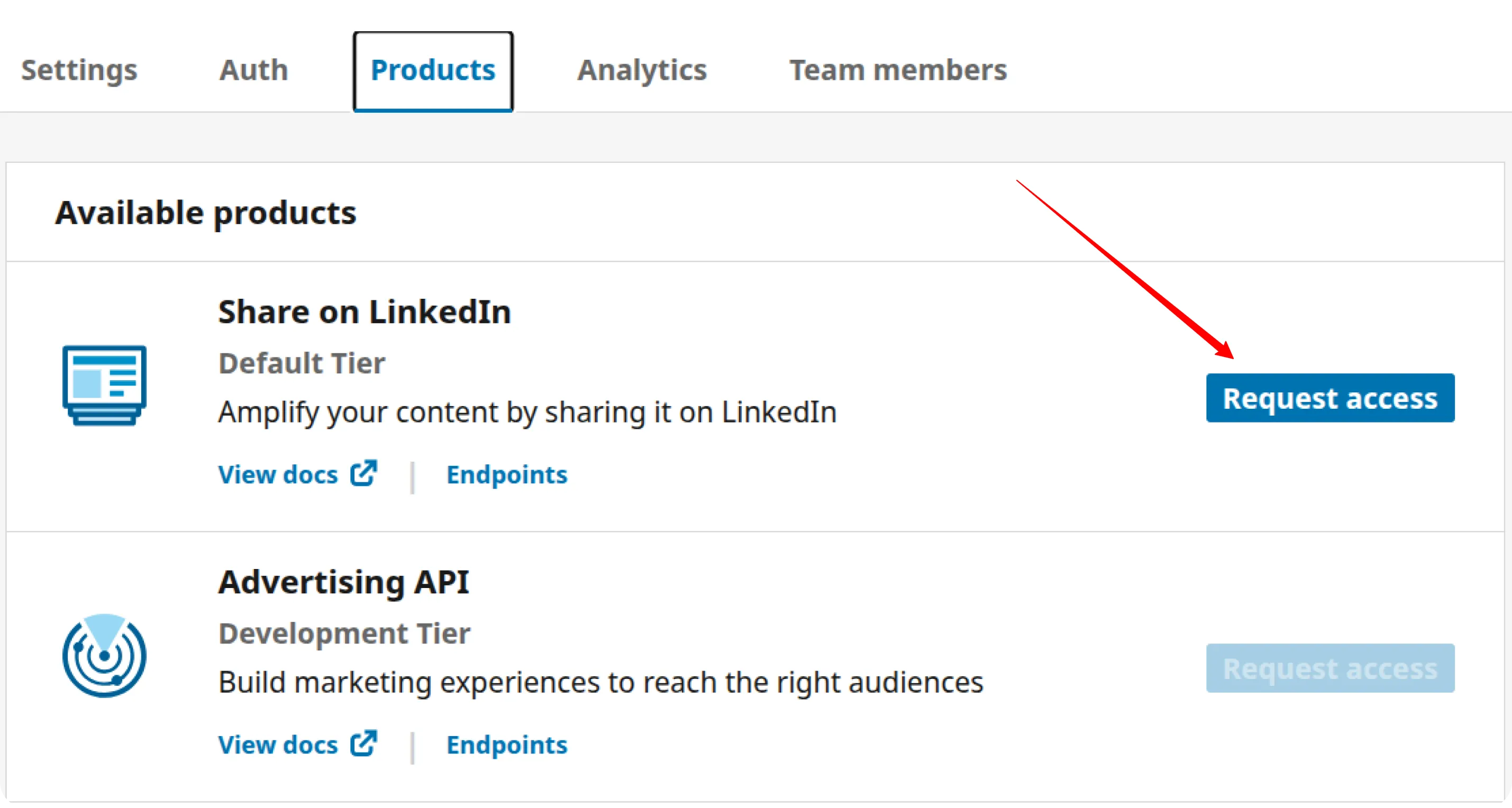 LinkedIn share request