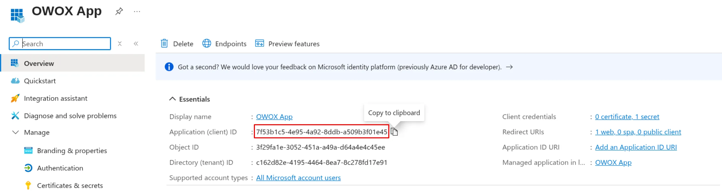Microsoft Client ID
