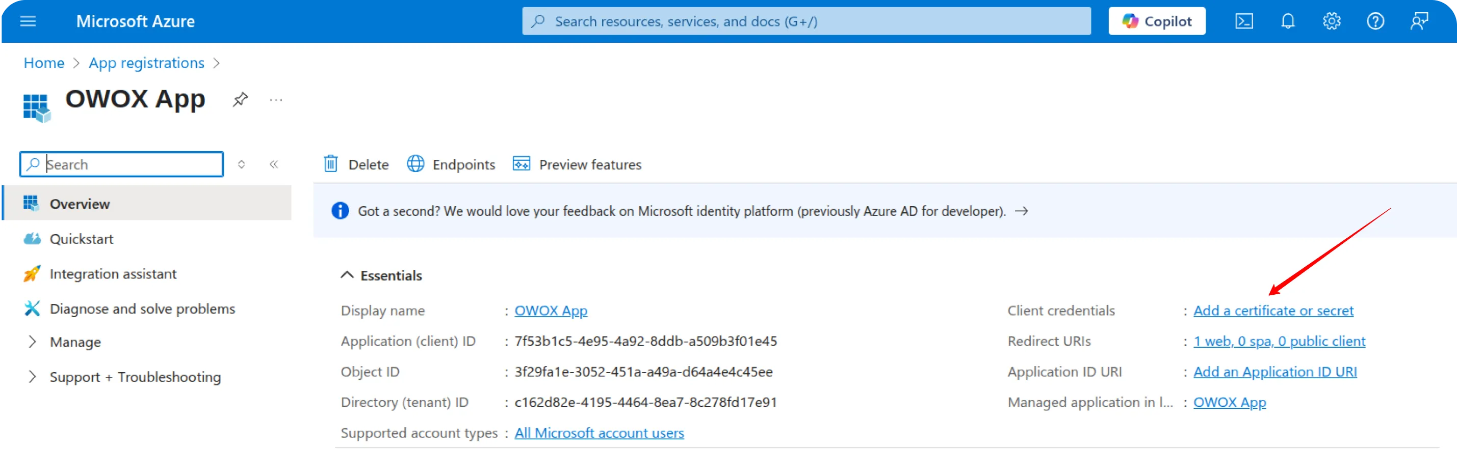 Microsoft Create Secret