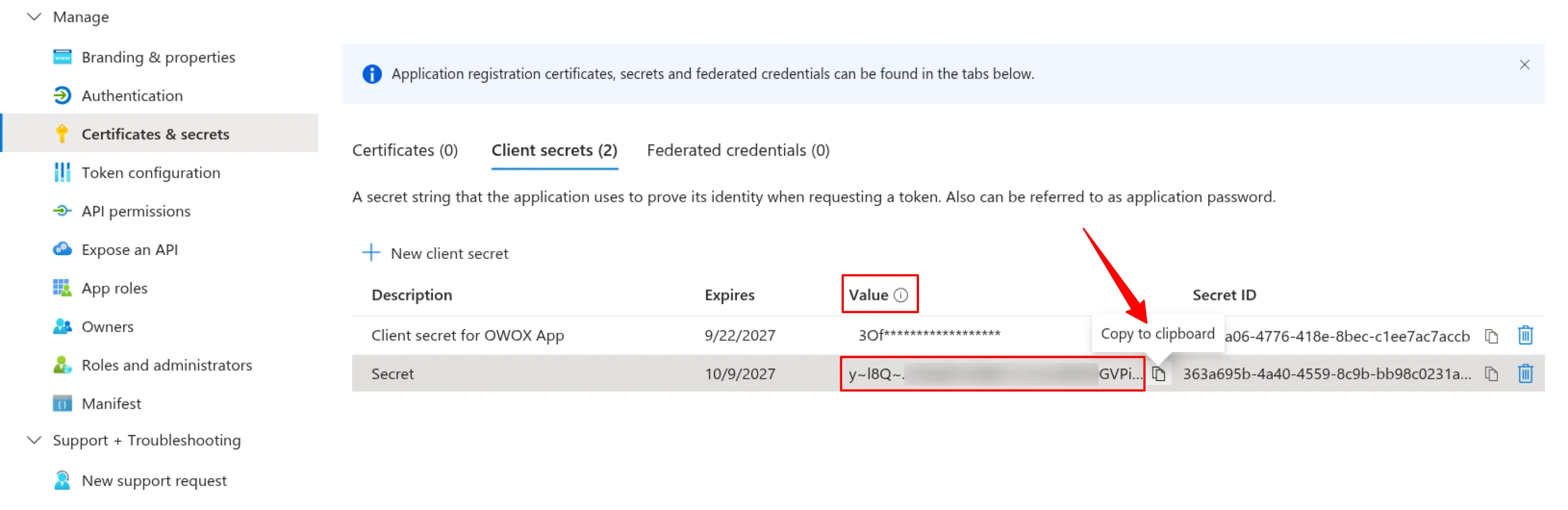 Microsoft Secret Value