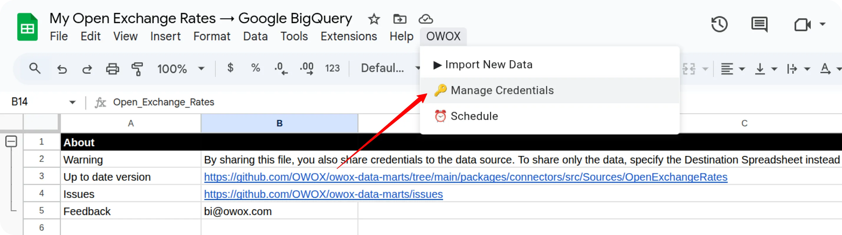 Open Exchange Rates Credentials