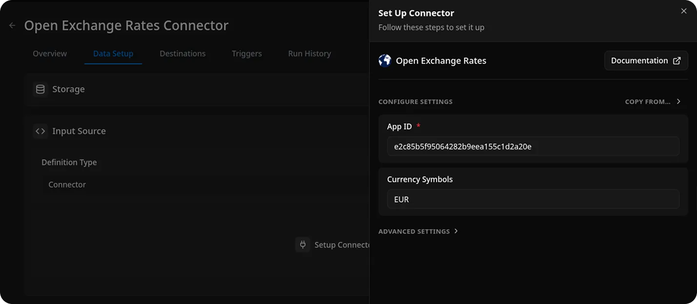 Open Exchange Rates Setup Connector
