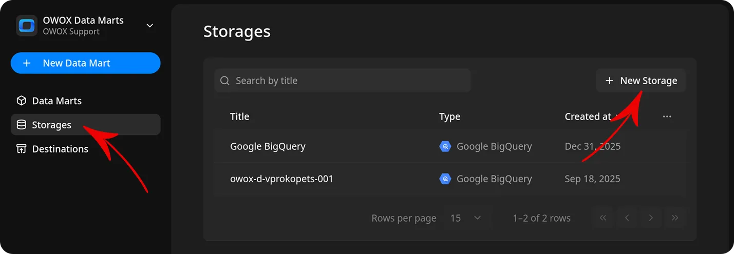This image illustrates the Snowflake storage configuration screen, highlighting the form fields required for specifying the warehouse name. The arrow in the screenshot is pointing to the input field where users enter the warehouse name, guiding them through the setup process. The interface features a sidebar navigation menu on the left and a main content area displaying the configuration steps.