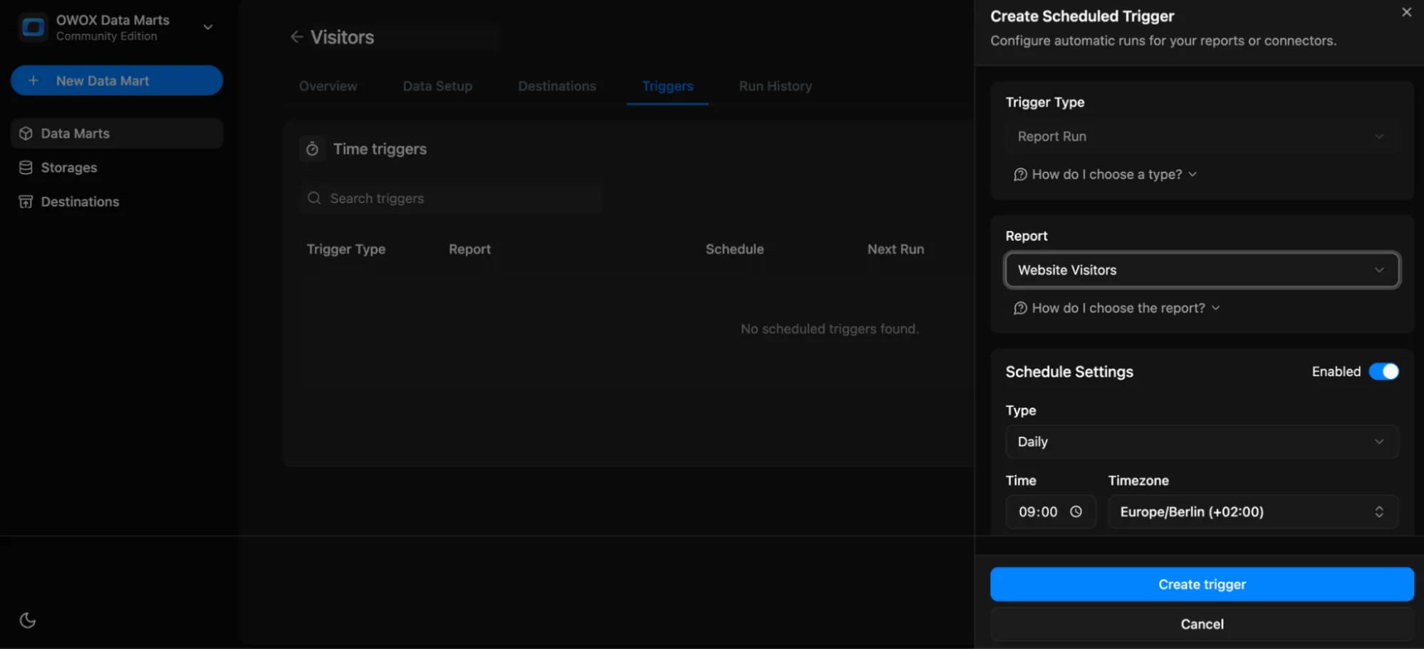 Report Trigger Setup
