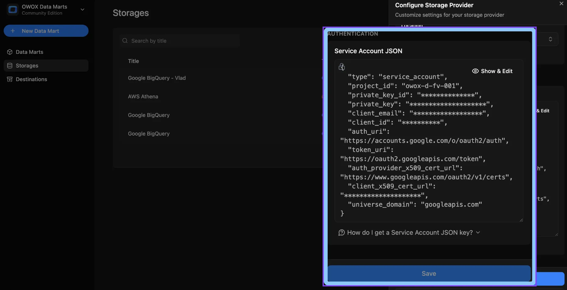 BigQuery Service Account Setup